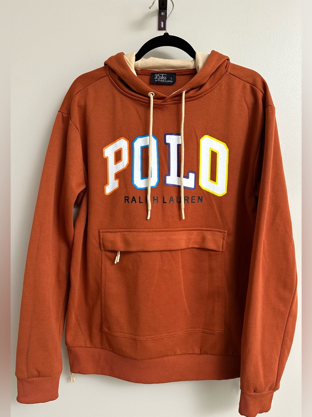 Vintage Y2K Polo Ralph Lauren POLO Graphic Side-Zip Hoodie Men’s L Rust Orange